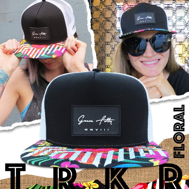 Grace Folly Trucker Hat for Men & Women. Snapback Mesh Caps (US, Alpha, One Size, One Size, Floral) - Image 5
